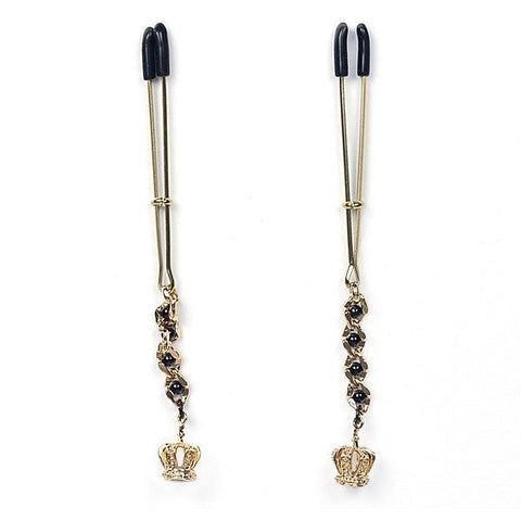 Tweezer Nipple Clamps With Crown Pendant - Nipple and Clit Clamps