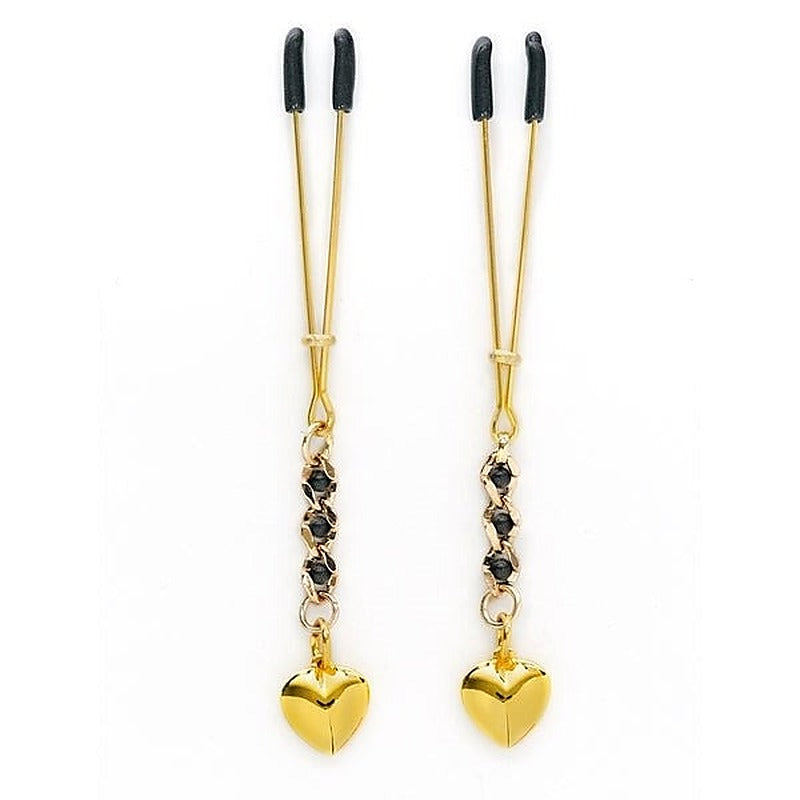 Premium Tweezer Nipple Clamp With Heart Pendant - Nipple and Clit Clamps