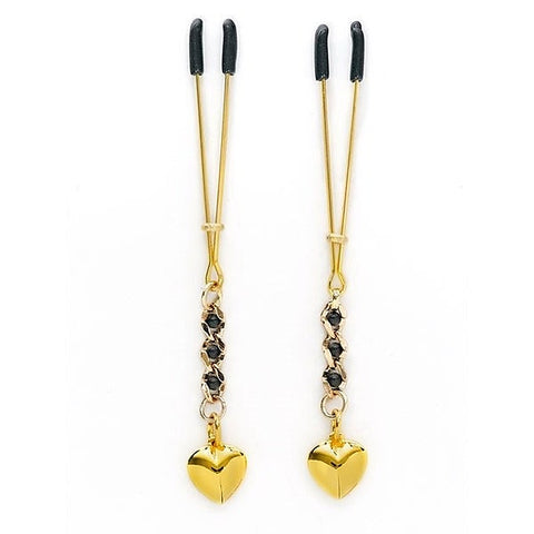 Premium Tweezer Nipple Clamp With Heart Pendant - Nipple and Clit Clamps
