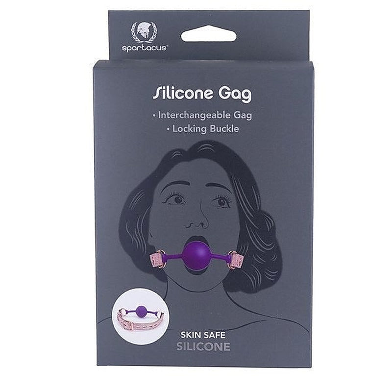 Silicone Purple Ball Gag with Pink Snake Strap - Bondage Gags and Bits