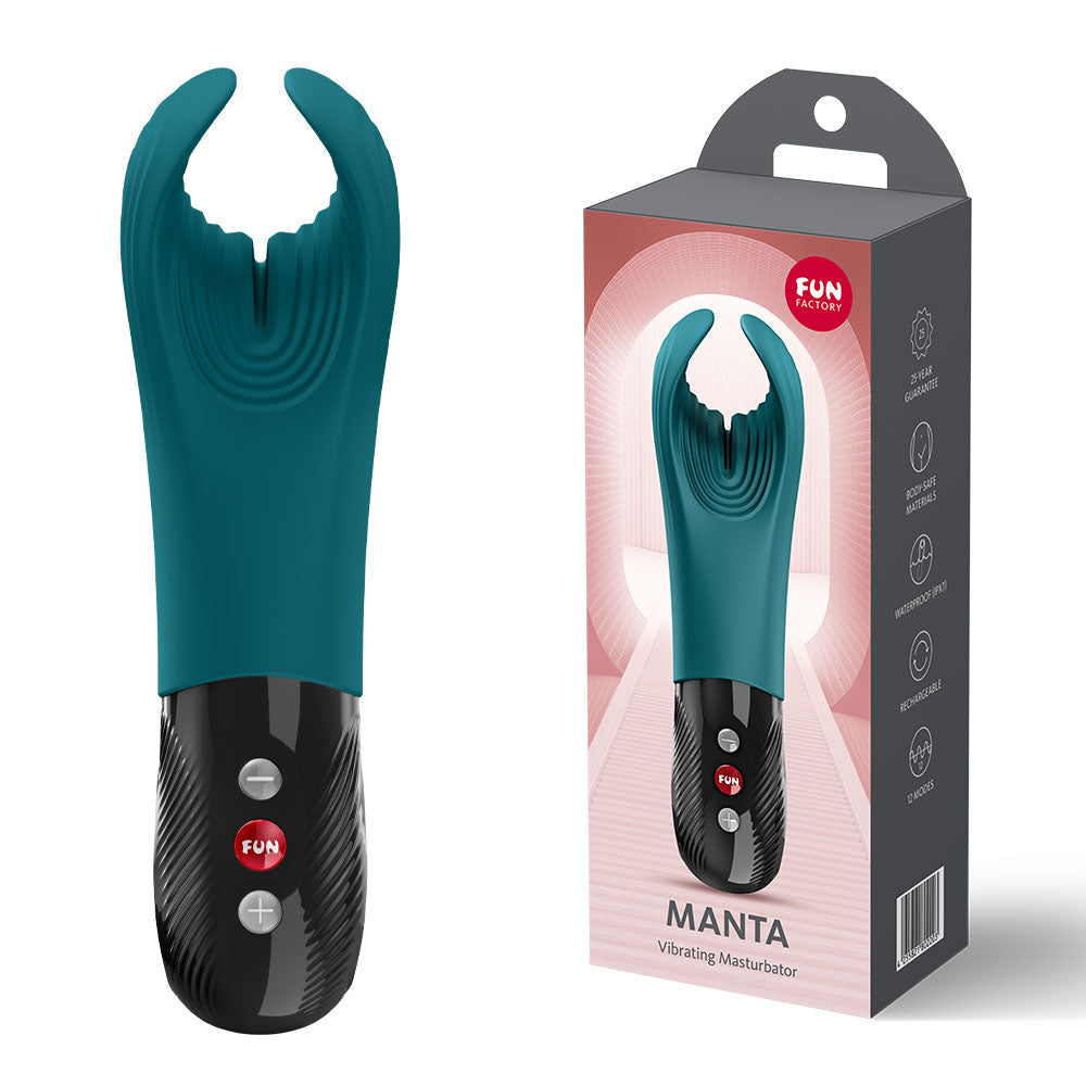 Fun Factory MANTA Rechargeable Unisex Vibrating Masturbator - - Masturbators and Strokers