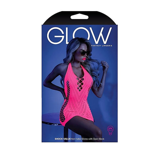 Glow Shock Value Net Halter Dress by Fantasy Lingerie - Fancy Dress Ups