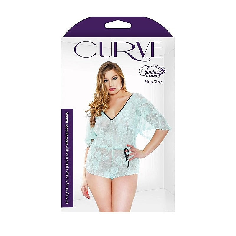 Fantasy Lingerie Curve Stretch Lace Romper with Adjustable Waist Plus Size - Babydolls and Chemises
