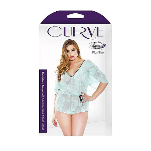 Fantasy Lingerie Curve Stretch Lace Romper with Adjustable Waist Plus Size - Babydolls and Chemises