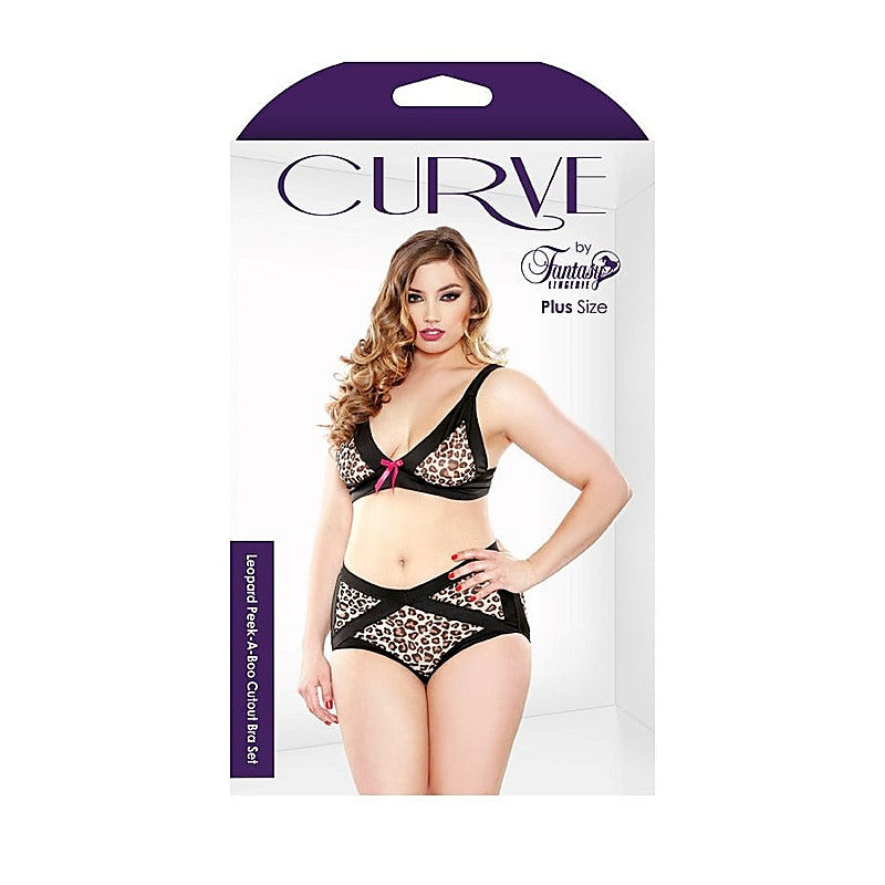 Curve Leopard Peek-A-Boo Cutout Bra Set by Fantasy Lingerie - Bras and Bra Sets