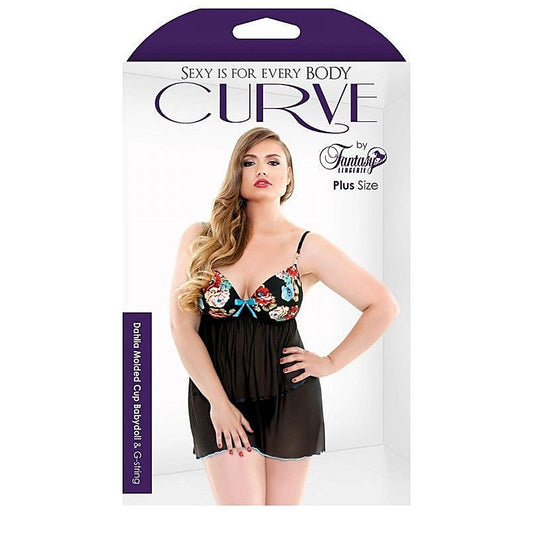 Curve Dahlia Molded Cup Babydoll and G-String - Babydolls and Chemises