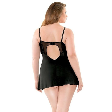 Fantasy Lingerie Curve Savannah Metallic Chemise And G String Plus Size Lingerie - Babydolls and Chemises