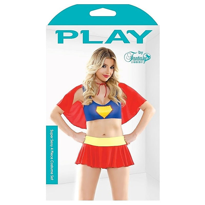 Fantasy Lingerie PLAY Super Sexy 4 Piece Costume Set Superhero Roleplay - Fancy Dress Ups