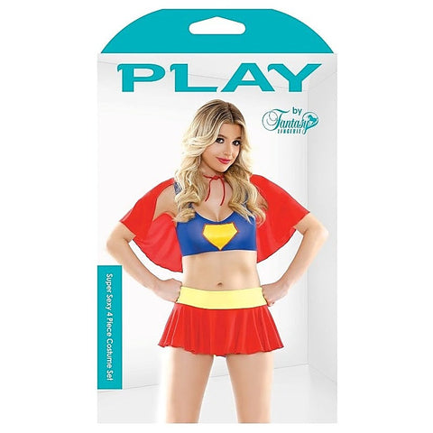 Fantasy Lingerie PLAY Super Sexy 4 Piece Costume Set Superhero Roleplay - Fancy Dress Ups
