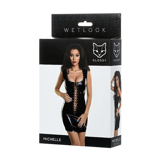 Glossy Wetlook Dress with Sparkling Studs by ToyFa - Bras and Bra Sets
