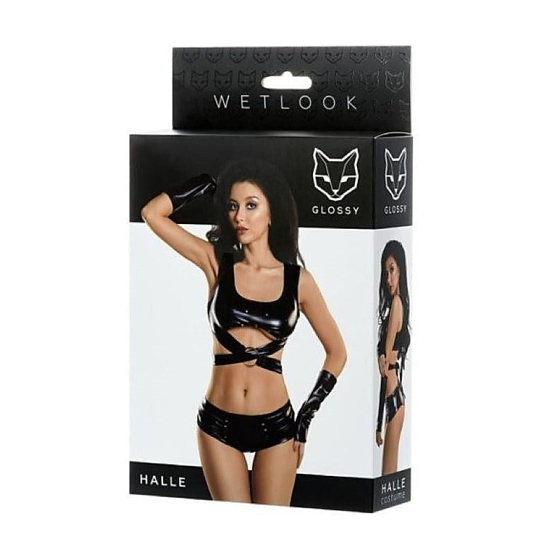 Glossy Wetlook 3 Pc Halle Set Shine Bright in Style Lingerie - Bras and Bra Sets