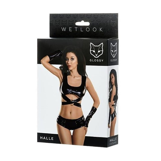 Glossy Wetlook 3 Pc Halle Set by ToyFa - Bras and Bra Sets