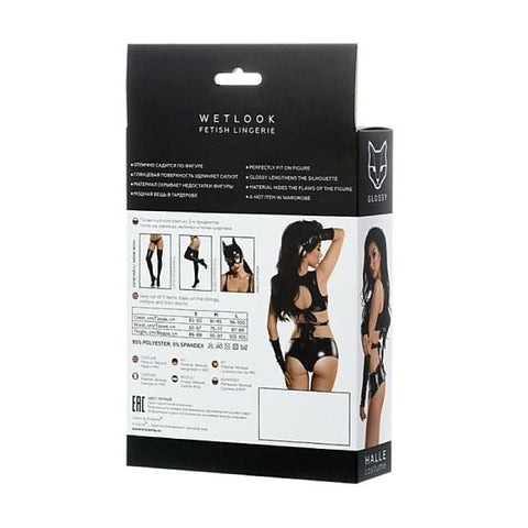 Glossy Wetlook 3 Pc Halle Set Shine Bright in Style Lingerie - Bras and Bra Sets
