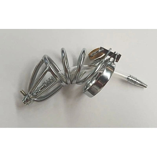 Hoop Male Chastity Cage with Urethral Tube by BDStyle - Male Chastity