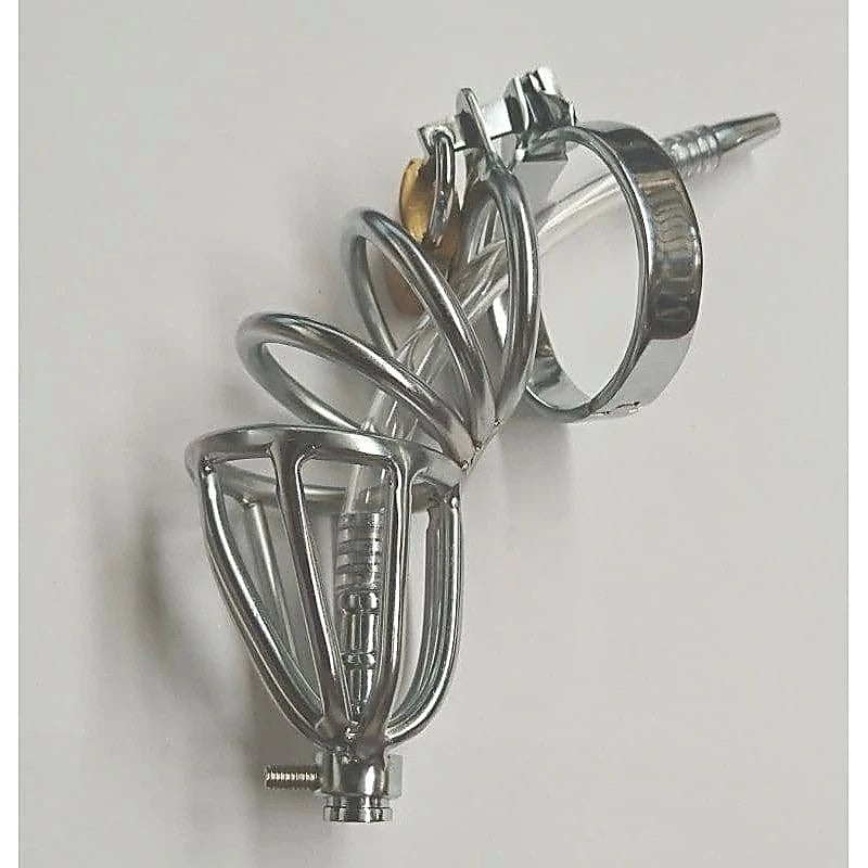 Hoop Male Chastity Cage with Urethral Tube by BDStyle - Male Chastity