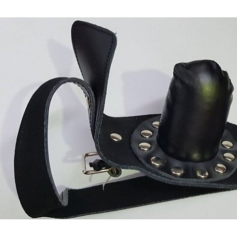 Leather Studded Insertable Gag by Hell's Couture - Bondage Gags and Bits