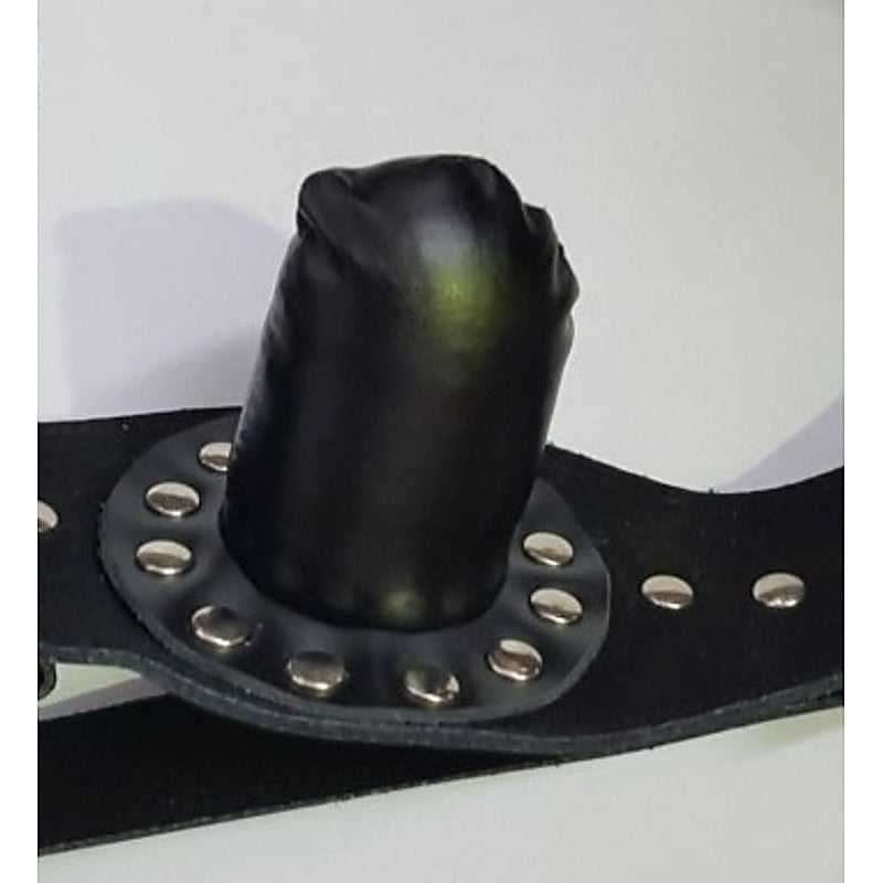 Leather Studded Insertable Gag by Hell's Couture - Bondage Gags and Bits