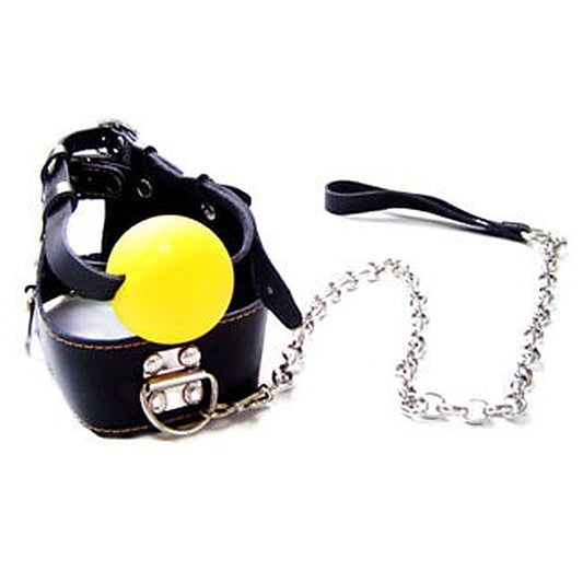 Ball Gag & Leather Lead by Hell's Couture - Bondage Gags and Bits