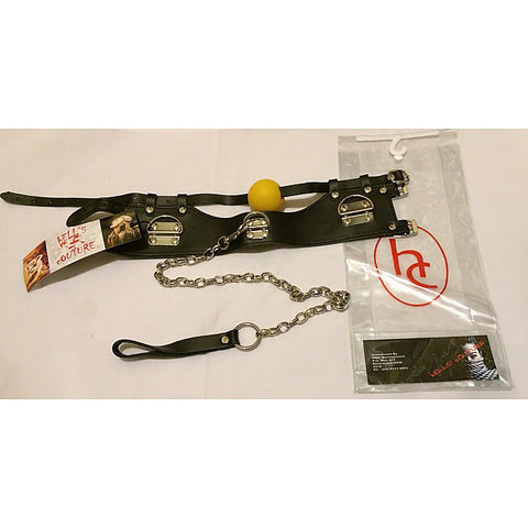 Ball Gag & Leather Lead by Hell's Couture - Bondage Gags and Bits