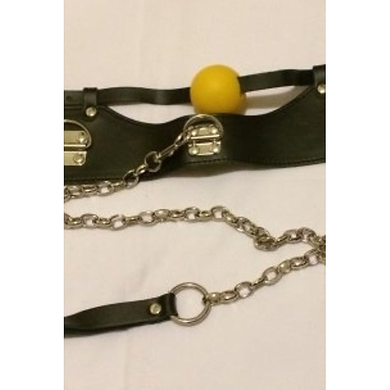 Ball Gag & Leather Lead by Hell's Couture - Bondage Gags and Bits