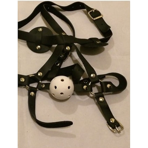 WildSecrets Gag & Blinker Leather by Hell's Couture - Bondage Gags and Bits