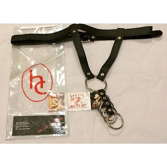 Leather Harness With Gates of Hell Rings by Hell's Couture - Male Chastity