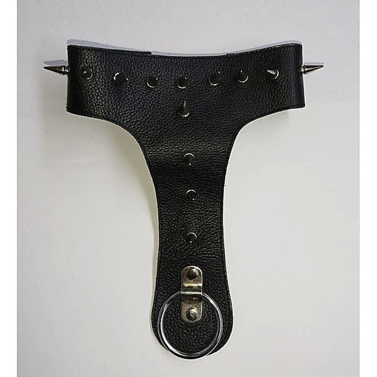 Devils Spiked Leather Collar With O-Ring by Hell's Couture - Cock Rings