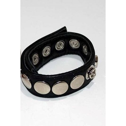 8 Speed Black Leather Cock Ring by Hell's Couture - Ball and Cock Toys