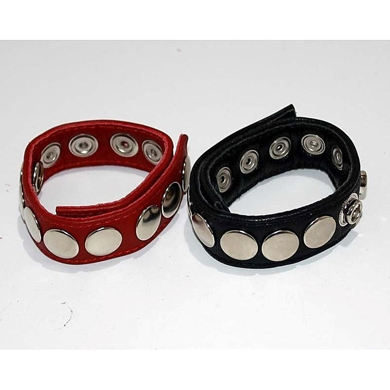 8 Speed Black Leather Cock Ring by Hell's Couture - Ball and Cock Toys
