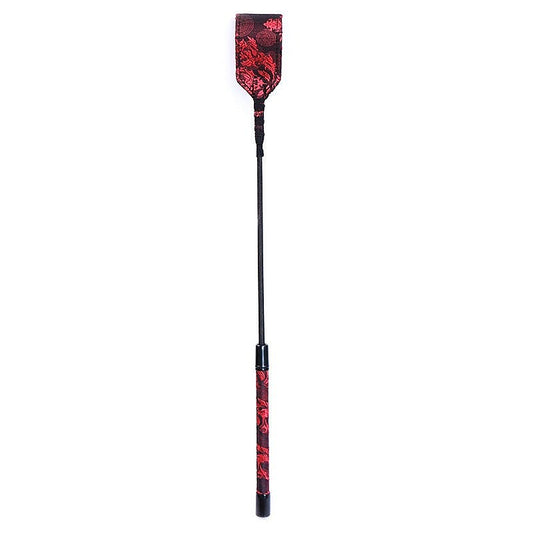 Red and Black Embossed Riding Crop by Hell's Couture - Whips And Crops