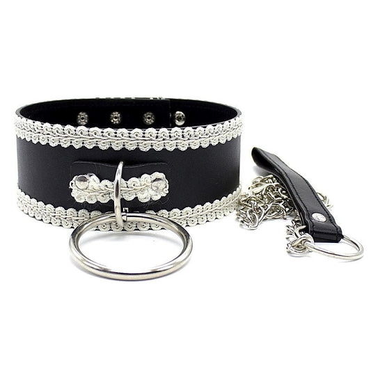 Sexy Lace Slave Collar With O-Ring by Hell's Couture - Collars and Leads