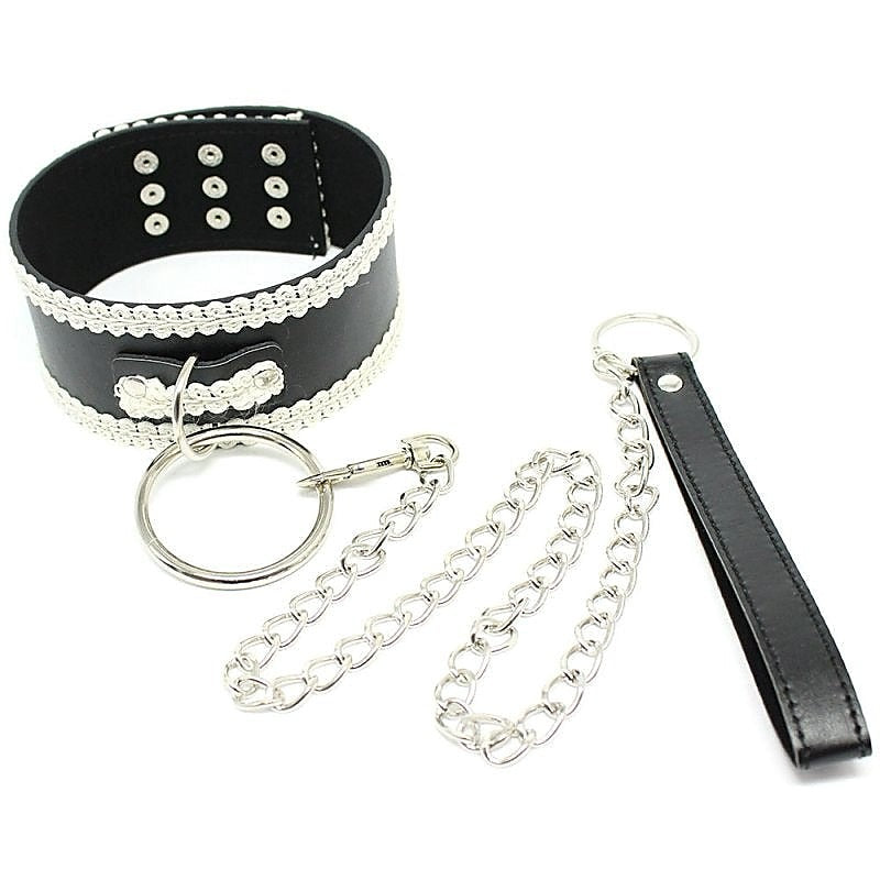 Sexy Lace Slave Collar With O-Ring by Hell's Couture - Collars and Leads
