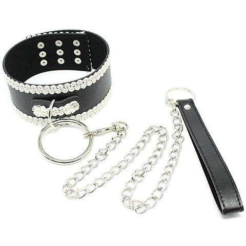 Sexy Lace Slave Collar With O-Ring by Hell's Couture - Collars and Leads