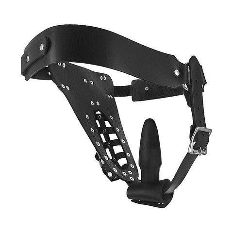 Chastity Waist Harness with Butt Plug by Hell's Couture - Male Chastity