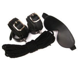 ManorGear Kit Mask, Wrist/Ankle Cuffs, Blindfold & Rope - - Cuffs And Restraints