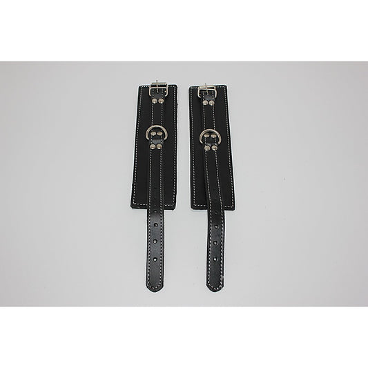 Abbey Leather Buckle Black Wrist Restraints - Cuffs and Restraints