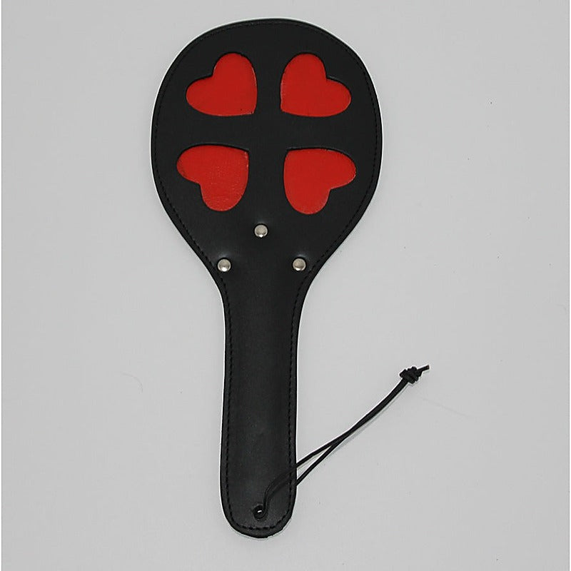 Leather Spanking Paddle with Red Hearts by Hell's Couture - Paddles And Slappers