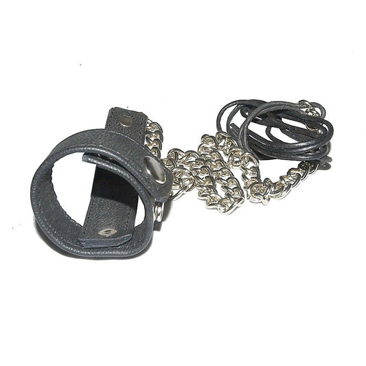Cock & Ball Ring with Leather Lead by Hell's Couture - Cuffs and Restraints