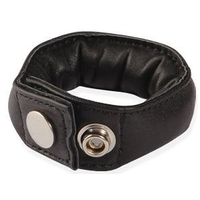 Single Weighted Leather Cock Ring by Hell's Couture - Ball And Cock Toys