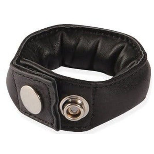 Single Weighted Leather Cock Ring by Hell's Couture - Ball And Cock Toys