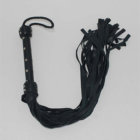Whiplash Leather Flogger with Handle by Hell's Couture - Whips And Crops