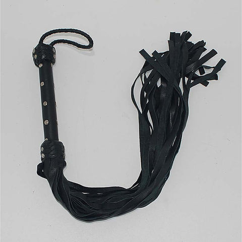 Whiplash Leather Flogger with Handle by Hell's Couture - Whips And Crops