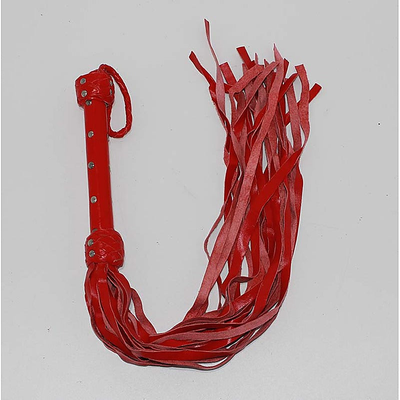 Whiplash Leather Flogger with Handle by Hell's Couture - Whips And Crops