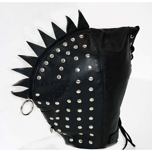 Cyclops Leather Bondage Spiked Hood by Hell's Couture - Bondage Hoods