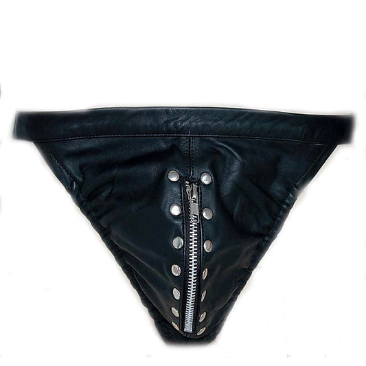 Leather Jockstrap with Front Zipper by Hell's Couture - Jocks and G-Strings