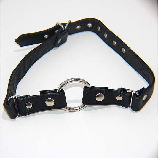 Leather Gag With Removable Metal O Ring by Hell's Couture - Bondage Gags and Bits