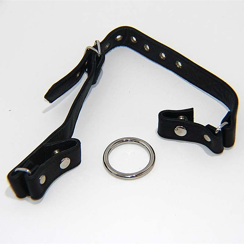 Leather Gag With Removable Metal O Ring by Hell's Couture - Bondage Gags and Bits
