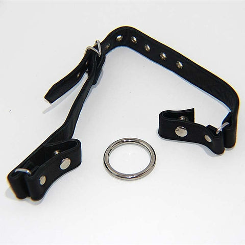 Leather Gag With Removable Metal O Ring by Hell's Couture - Bondage Gags and Bits