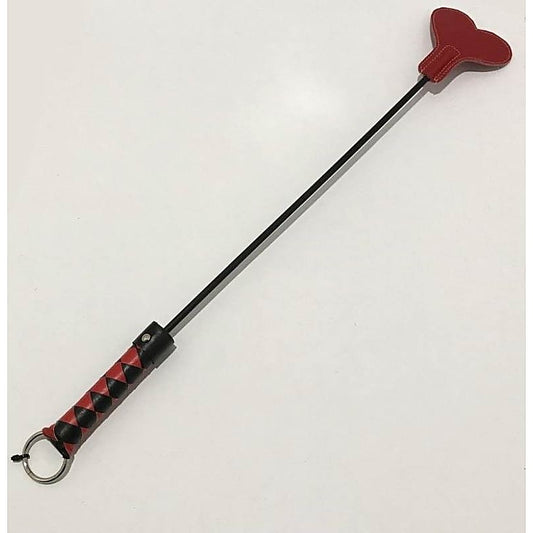 Leather Crop With Heart Shaped Paddle by Hell's Couture - Paddles And Slappers