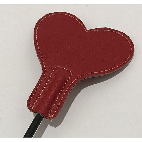 Leather Crop With Heart Shaped Paddle by Hell's Couture - Paddles And Slappers